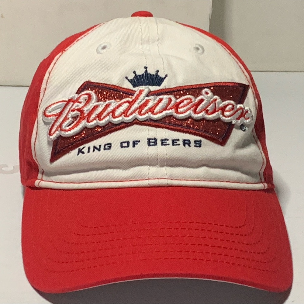 Budweiser Hat Cap StrapBack white red Logo  womens